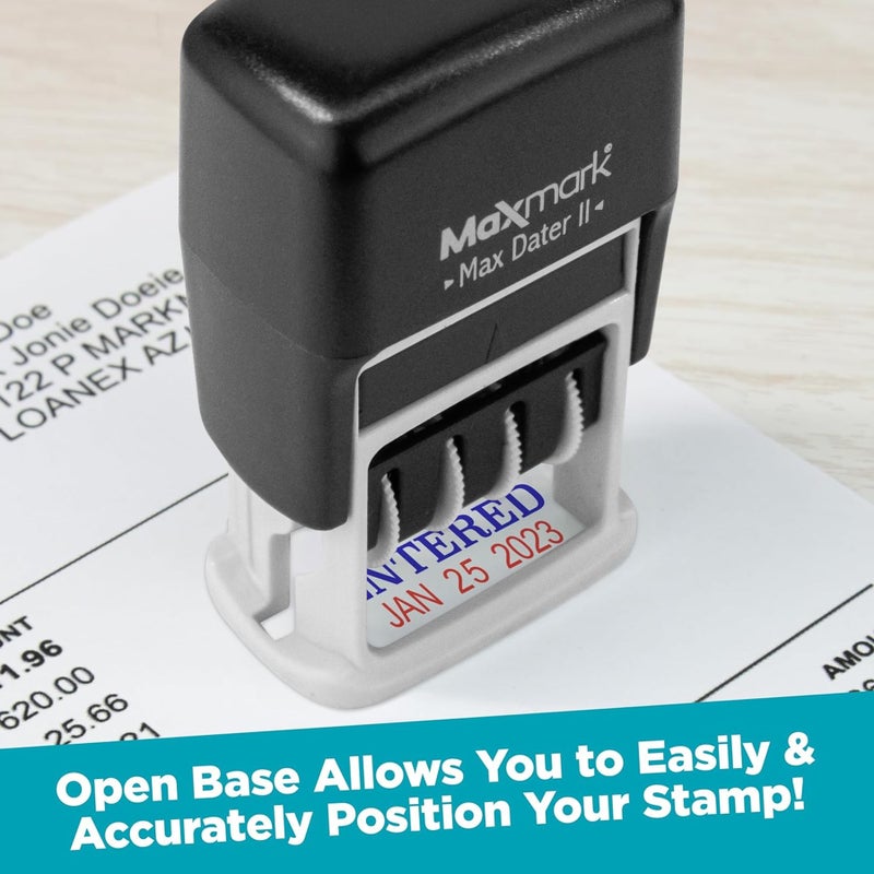 MaxMark Self-Inking Rubber Date Office Stamp with Scanned Phrase & Date - Blue Ink (Max Dater II), 12-Year Band - Image 5